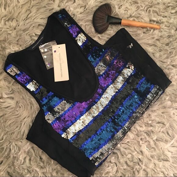 FRENCH Connection Sequined Tank Top NEW - Picture 3 of 9